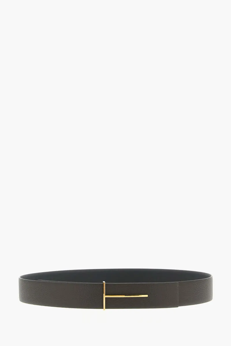 TOM FORD Men Reversible Slim Belt 3.8cm in Brown/Black Full Grain Leather GHW