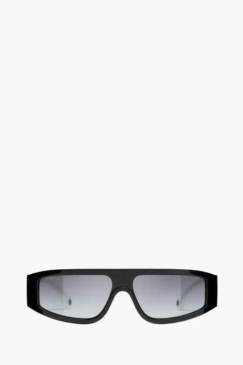 CHANEL Women Shield Sunglasses in Black White/Light Grey Gradient Nylon Fibre