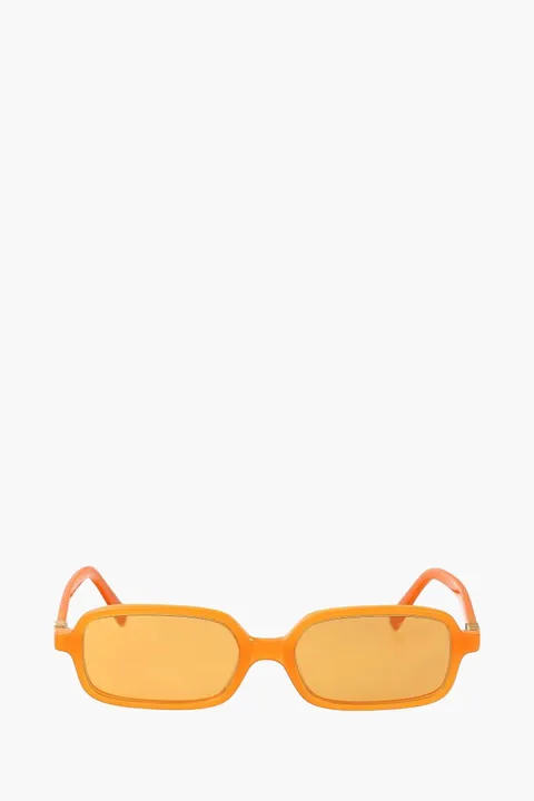 MIU MIU Regard Square Sunglasses in Turmeric Opal Acetate with Logo