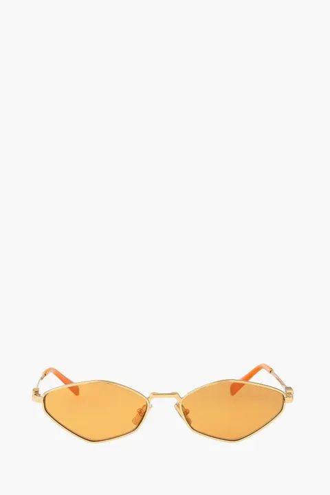MIU MIU Rectangle Metal Sunglasses in Gold/Yellow with Logo