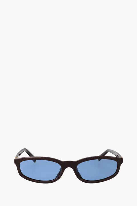 MIU MIU Irregular Sunglasses in Moka/Light Blue Acetate 