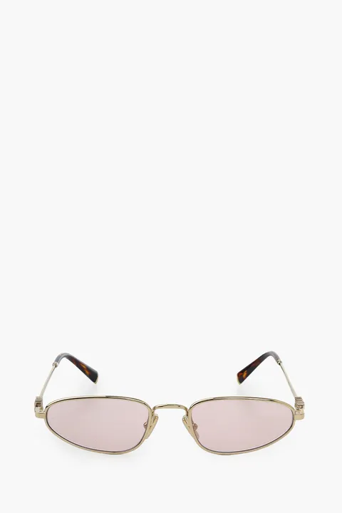 MIU MIU Irregular Sunglasses in Pink/Pale Gold Metal