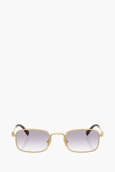 MIU MIU Rectangle Sunglasses in Gold/Clear Gradient Grey Metal