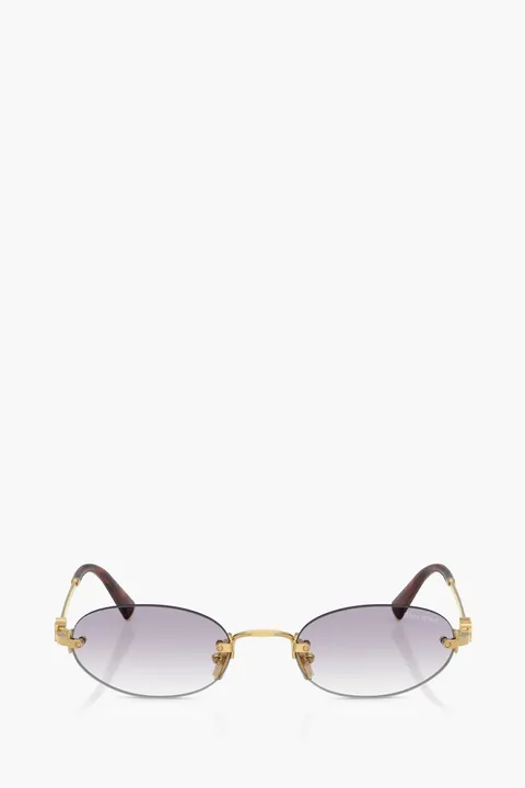 MIU MIU Oval Sunglasses in Gold/Grey