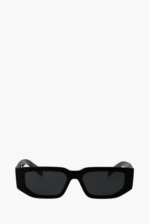 PRADA Men Triangle Logo Sunglasses in Black/Dark Grey with Chunky Two-Tone Temples
