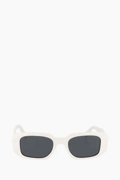 PRADA Rectangle Sunglasses in White/Grey Acetate