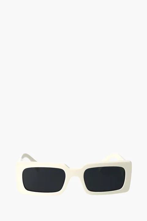 PRADA Women Rectangular Sunglasses in White/Dark Grey Acetate