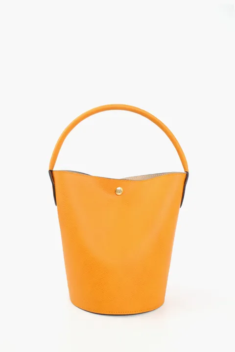 LONGCHAMP Cuir De Russie Bucket Bag in Apricot Leather