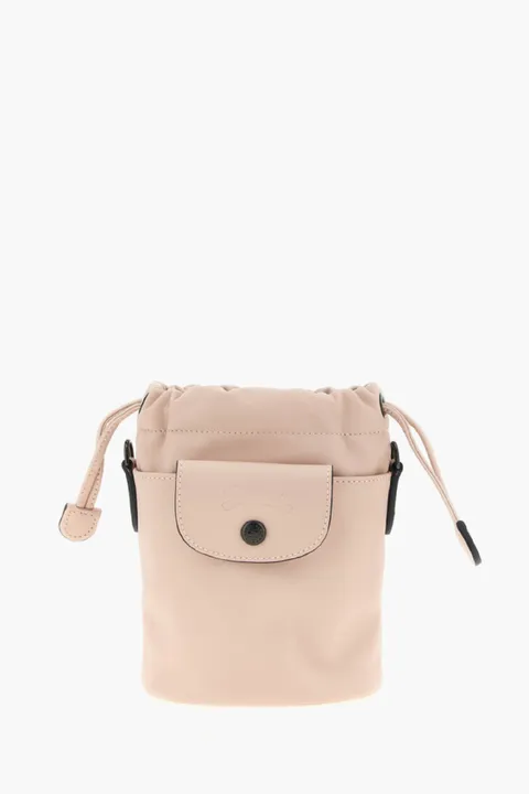 LONGCHAMP Le Pliage Xtra Drawstring Bucket Bag in Nude Pink Leather