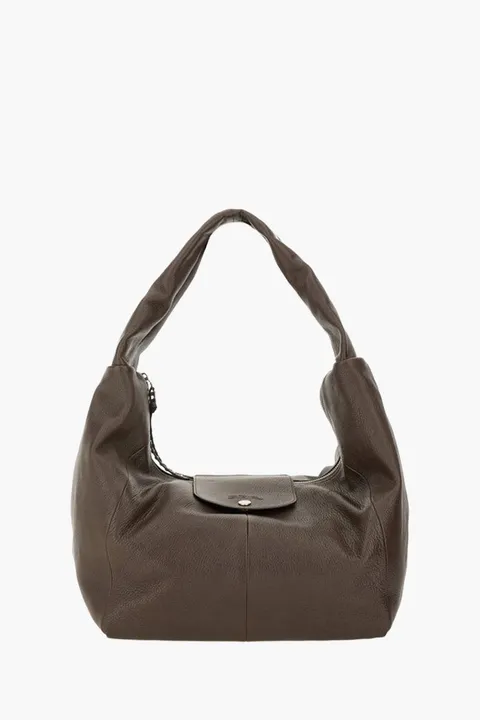 LONGCHAMP Large Le Pliage Xtra Hobo Shoulder Bag in Mocha Goatskin Leather