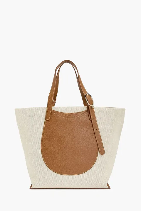 LONGCHAMP Xtra Large Complice Tote Bag in Caramel/Natural Canvas