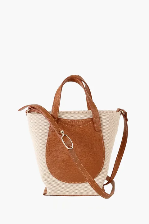 LONGCHAMP Small Complice Crossbody Bag in Caramel/Natural Canvas