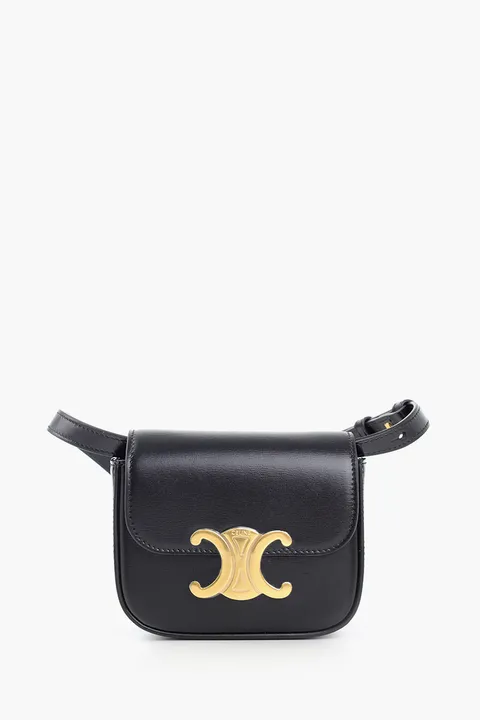 CELINE Women Mini Claude in Black Shiny Calfskin