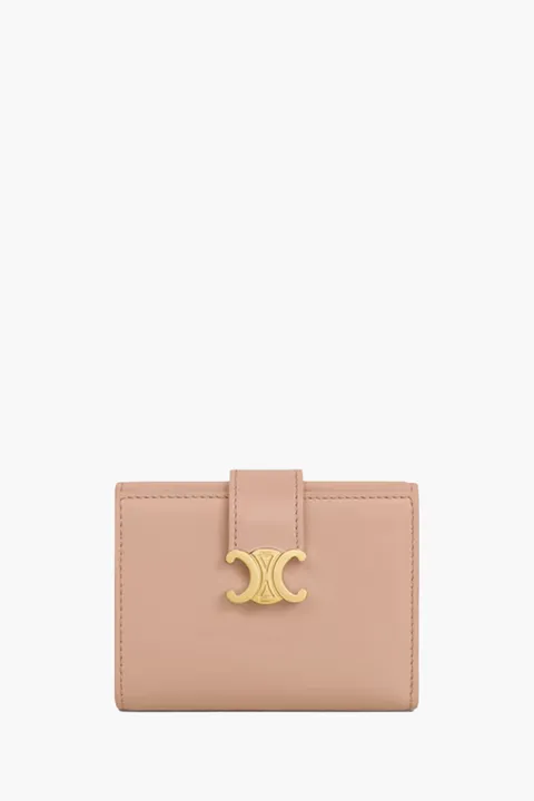 CELINE Triomphe Victoire Wallet in Soft Peach Supple Calfskin GHW
