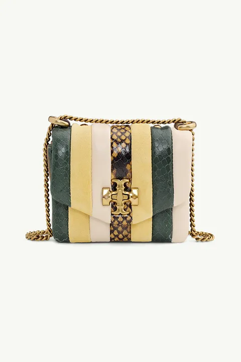 TORY BURCH Nano Kira Patchwork Shoulder Bag in Yellow Multicolor Quilted