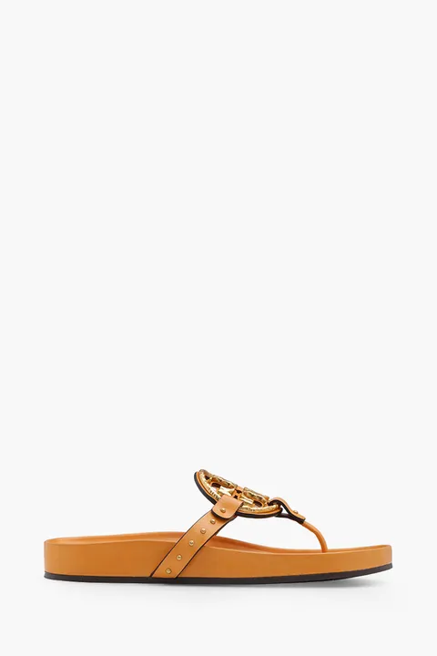 TORY BURCH Women Miller Cloud Vintage Plaque Sandals in Arancio Vacetta Smooth