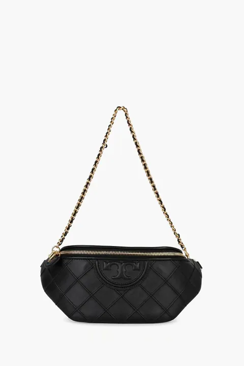 TORY BURCH Fleming Soft Convertible Belt Bag in Black Nappa Leather