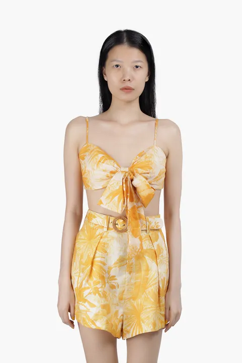 ZIMMERMANN Mae Palm Tree Print Shorts in Amber Palm