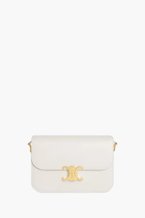 CELINE Medium Triomphe Bag in Rice Shiny Calfskin