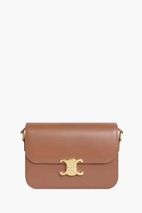 CELINE Medium Triomphe Bag in Bronze Shiny Calfskin