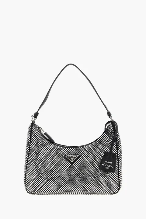 PRADA Mini Re-Edition 2005 Handbag in Crystal Studded Satin