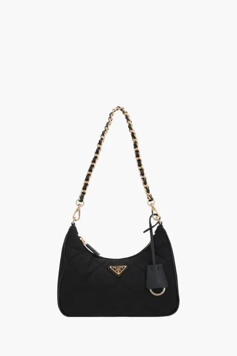 PRADA Mini Re-Edition 1995 Chaîne Lightly Padded Shoulder Bag in Black Re-Nylon