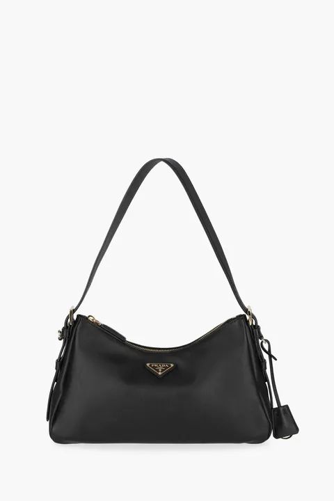 PRADA Medium Aimee Shoulder Bag in Black Leather