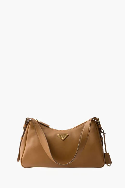 PRADA Medium Aimee Shoulder Bag in Caramel Leather