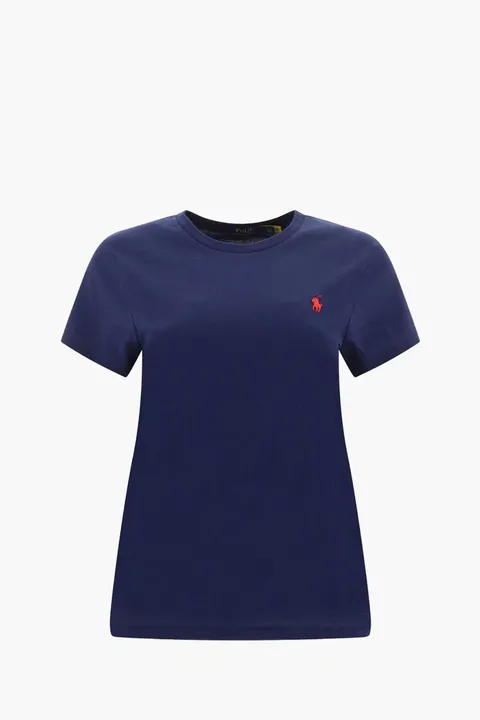 POLO RALPH LAUREN Women Logo Short Sleeves T-Shirt in Navy Blue/Red Cotton