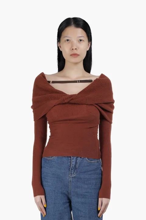 JACQUEMUS Women La Maille Ascua Top in Light Brown