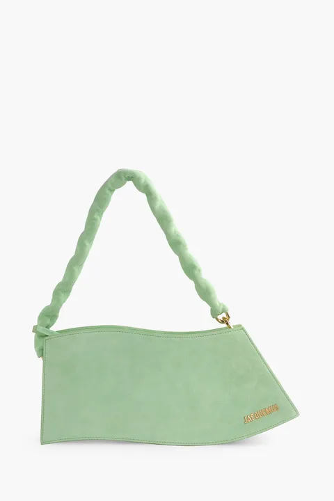 JACQUEMUS La Vague Bag in Light Green Suede
