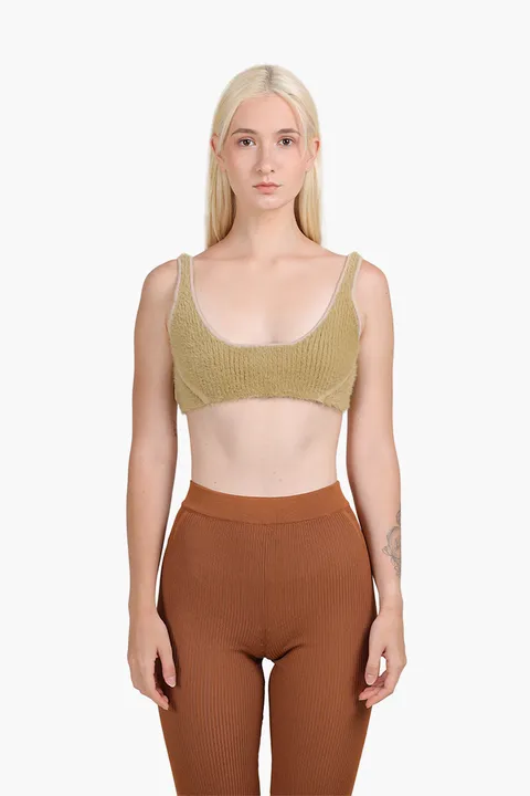 JACQUEMUS Women Le Bandeau Ascosu Fluffy Bra in Light Brown