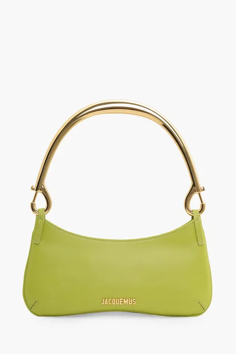 JACQUEMUS Le Bisou Mousqueton Shoulder Bag in Green with Carabiner Strap