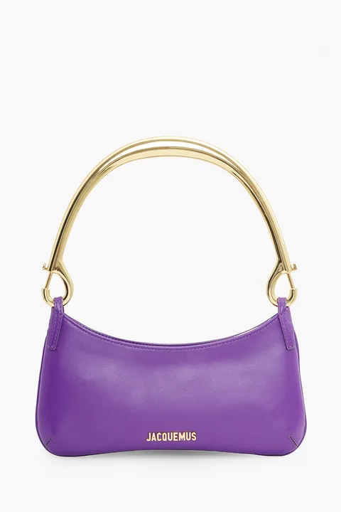 JACQUEMUS Le Bisou Mousqueton Shoulder Bag in Purple with Carabiner Strap