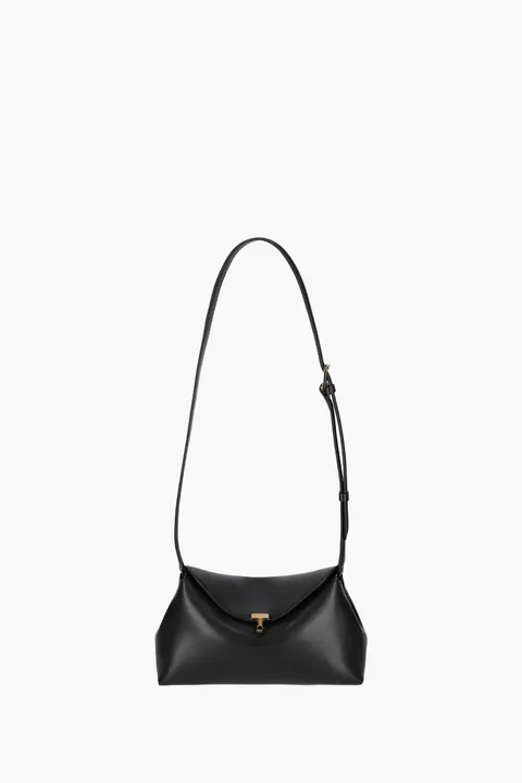 TOTEME T-Lock Cluch in Black GHW Leather with Shoulder Strap