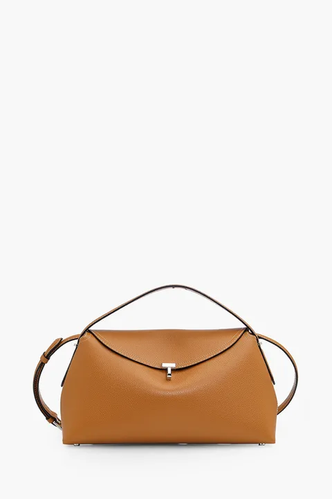 TOTEME T-Lock Top Handle Bag in Tan Grain Cow Leather SHW