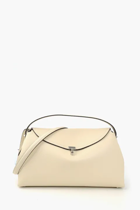 TOTEME T-Lock Top Handle Bag in Milk White Grain Cow Leather SHW