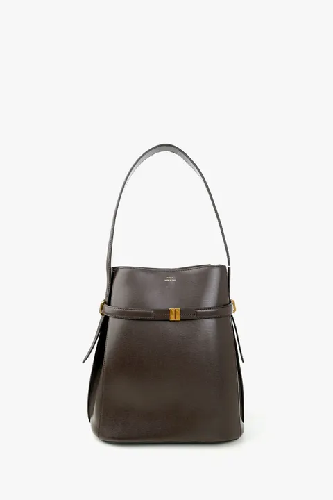 TOTEME Belted Bucket Shoulder Bag in Bark Leather GHW