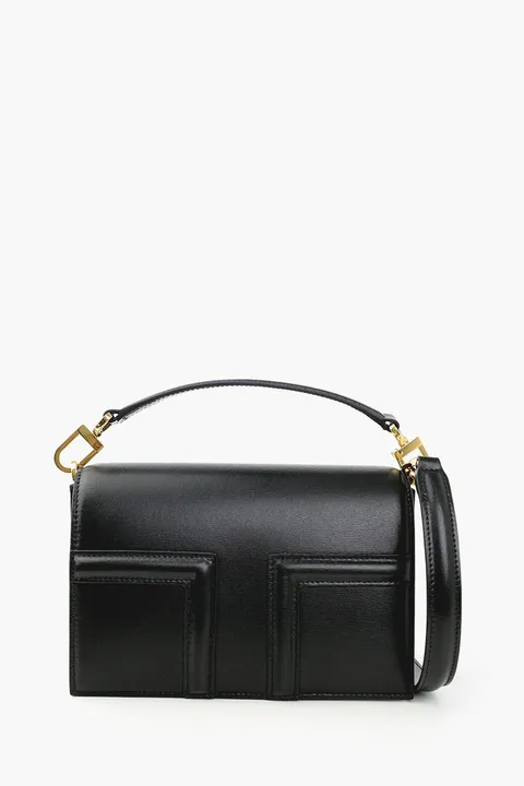 TOTEME Mini T-Flap Handbag in Black Leather GHW with Detachable Strap