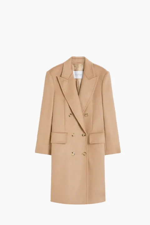 MAX MARA Women Cosa Double-Breasted Short Coat in Camel Wool Alpaca