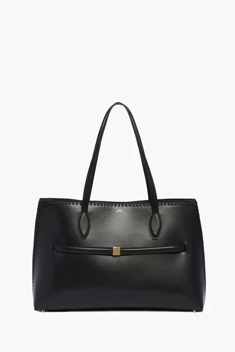 TOTEME Lounge Tote Bag in Black Embroidered Leather