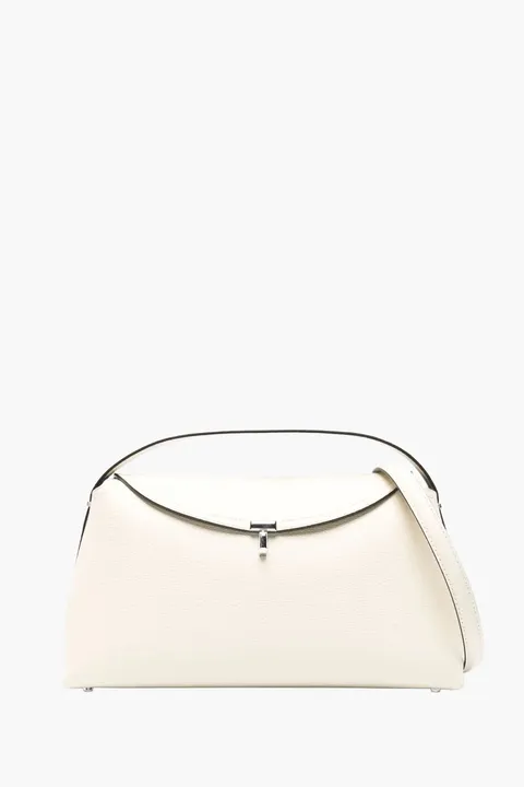 TOTEME T-Lock Top Handle Bag in White Milk SHW Naplak Leather