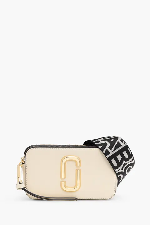 MARC JACOBS Small The Snapshot Camera Bag in Cloud White Multi with Logo Webbing Straps
