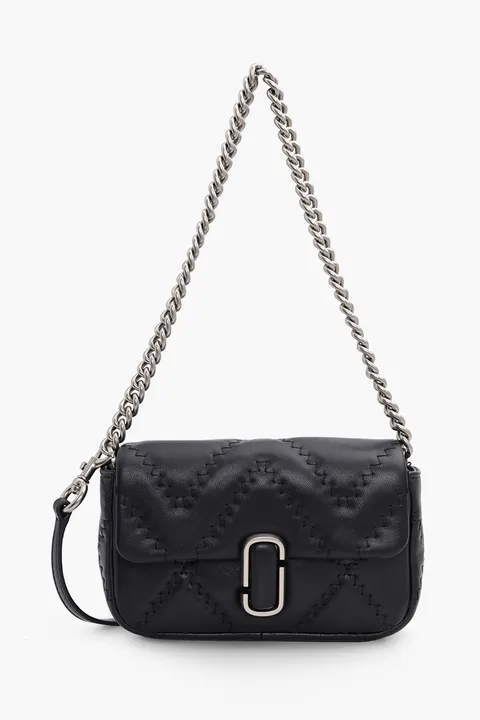 MARC JACOBS Mini The J Marc Shoulder Bag in Black SHW Quilted Leather