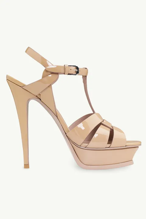 SAINT LAURENT Tribute 14cm in Nude Poudre Patent