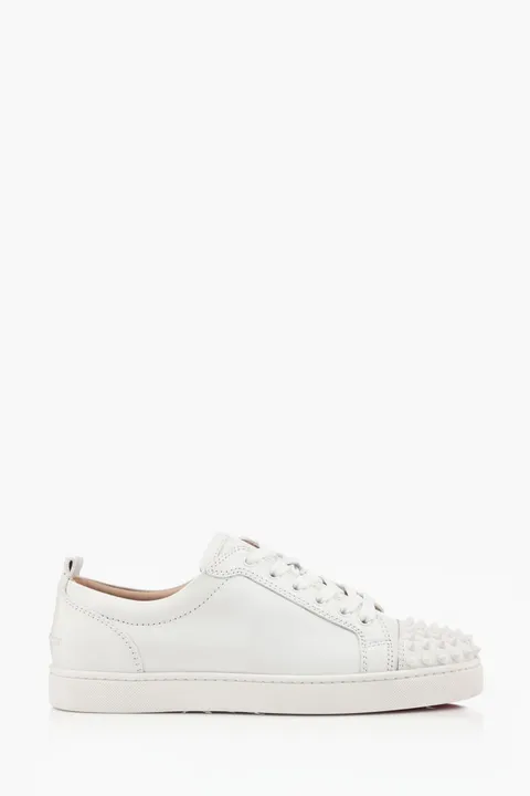 CHRISTIAN LOUBOUTIN Men Louis Junior Spikes Sneakers in White Calf Leather