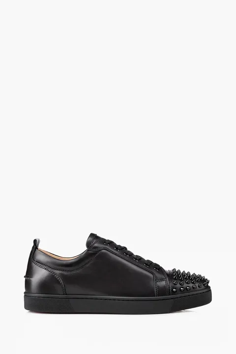 CHRISTIAN LOUBOUTIN Men Louis Junior Spikes Sneakers in Black Calf Leather