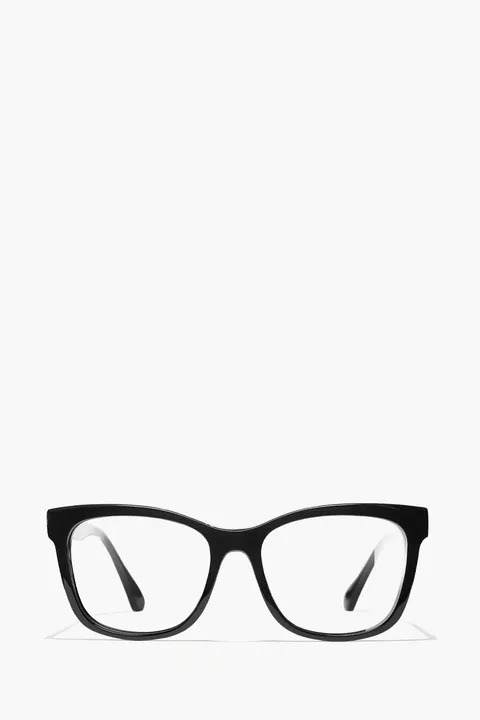 CHANEL Large Encircled Sunglasses in Black/Transparent Acetate