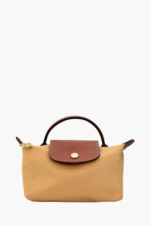 LONGCHAMP Le Pliage Original Pouch in Fawn Recycled Canvas with Handle