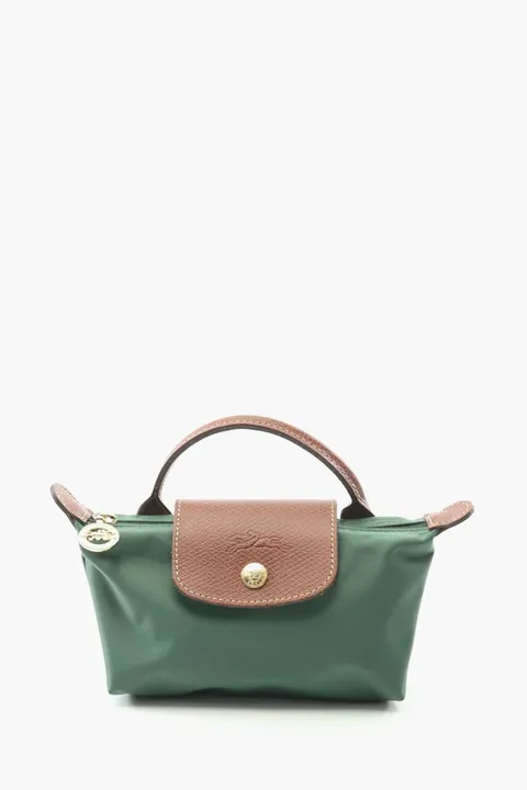 LONGCHAMP Le Pliage Original Pouch in British Green Recycled Canvas with Handle